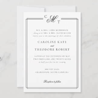 Elegant Monogram Wedding Invitation Photo