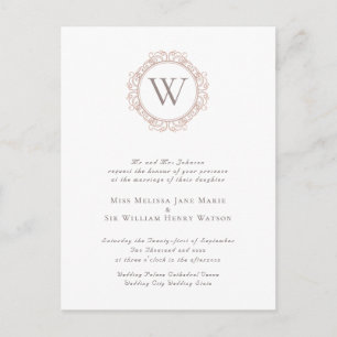 Elegant Monogram Wedding Invitation Postcard