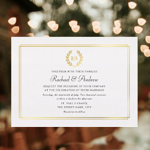 Elegant Monogram Wedding Laurel Wreath Gold