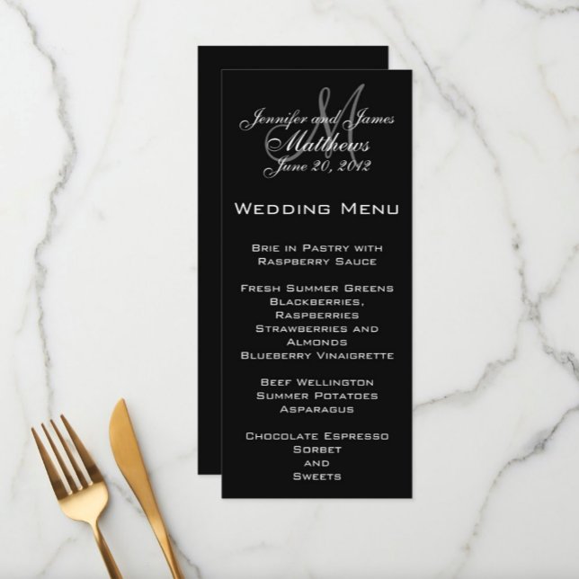 Elegant Monogram Wedding Menu Cards (Creator Uploaded)