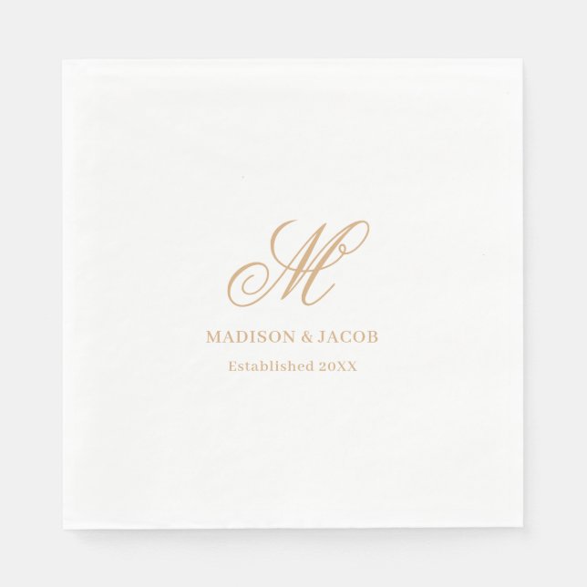 Elegant Monogram Wedding  Napkin (Front)