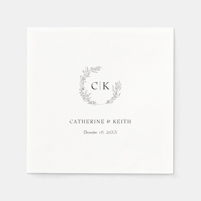 Elegant Monogram Wedding Napkin (Front)