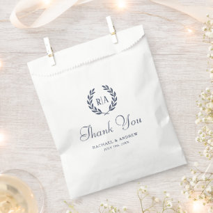 Elegant Monogram Wedding Navy Blue Thank You Favour Bags
