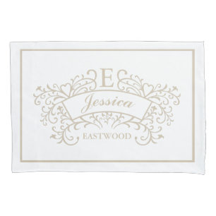 Elegant Monogram Wedding Pair of Pillowcases