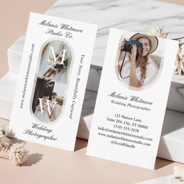 Elegant Monogram Wedding Photographer Arch Photos Business Card (Elegant Monogram Wedding Photographer Arch Photos Business Card)