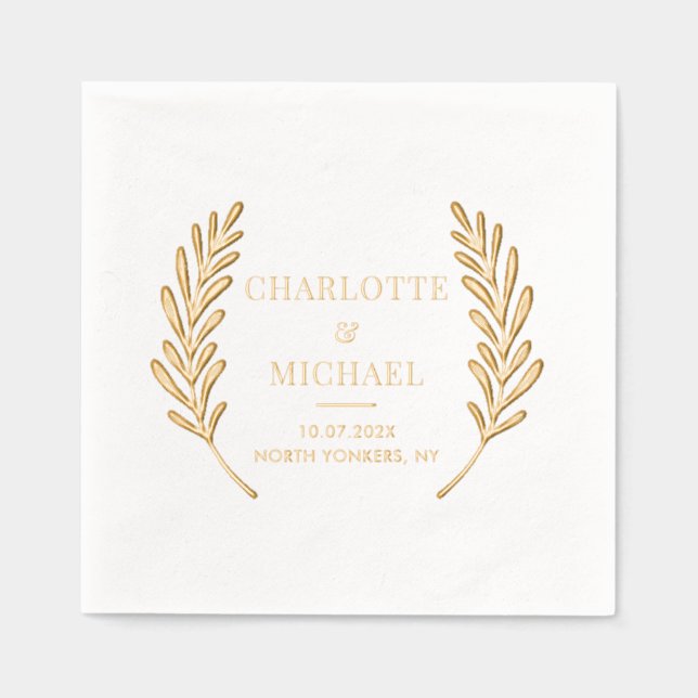 Elegant Monogram Wedding Reception Custom Foil Napkins (Front)