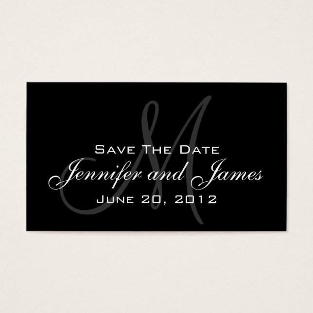 Elegant Monogram Wedding Reminder Website Card (Front)