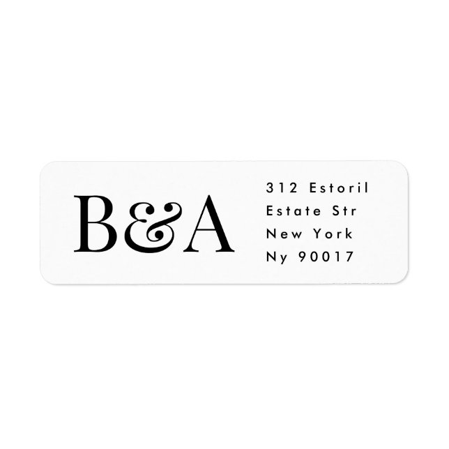 elegant monogram wedding return address (Front)