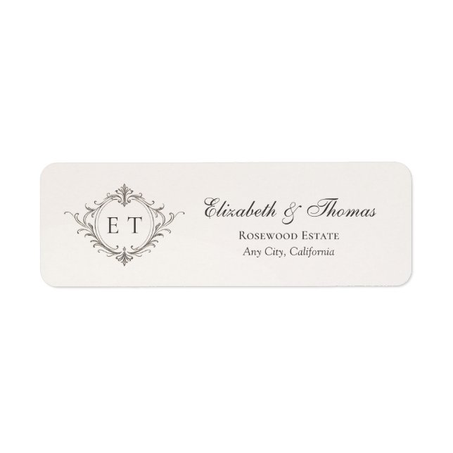Elegant Monogram Wedding Return Address (Front)