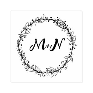 Elegant Monogram Wedding Rubber Stamp