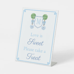 Elegant Monogram Wedding Shower Favour Table Pedestal Sign