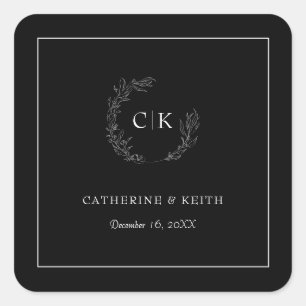 Elegant Monogram Wedding Square Sticker