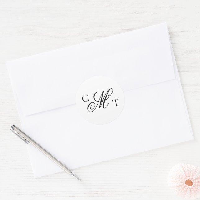 Elegant Monogram Wedding Suite Classic Round Sticker (Envelope)