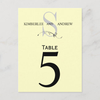 Elegant Monogram Wedding Table Number Cards