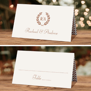Elegant Monogram Wedding Terracotta Seating Place Card