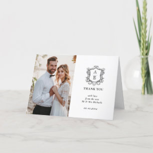Elegant Monogram Wedding  Thank You Card