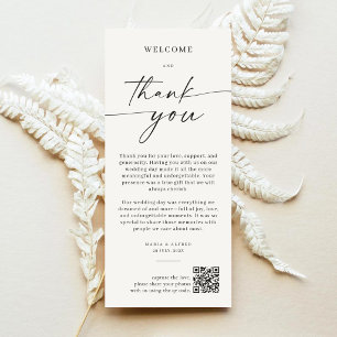 Elegant Monogram Wedding Thank You Card QR Code