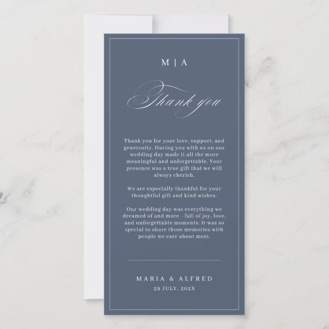 Elegant Monogram Wedding Thank You Card QR Code (Front)