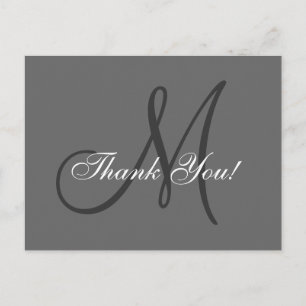 Elegant Monogram   Wedding Thank You Postcard