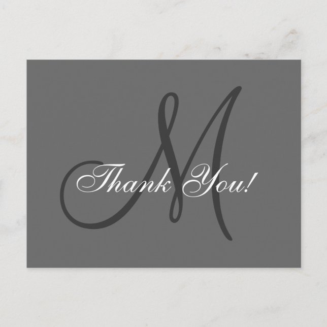 Elegant Monogram | Wedding Thank You Postcard (Front)