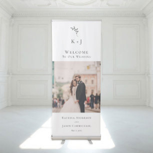 Elegant Monogram Welcome to our Wedding Minimal Retractable Banner