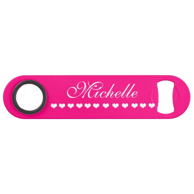 Elegant Monogram White Hearts Bright Pink (Front (Horizontal))