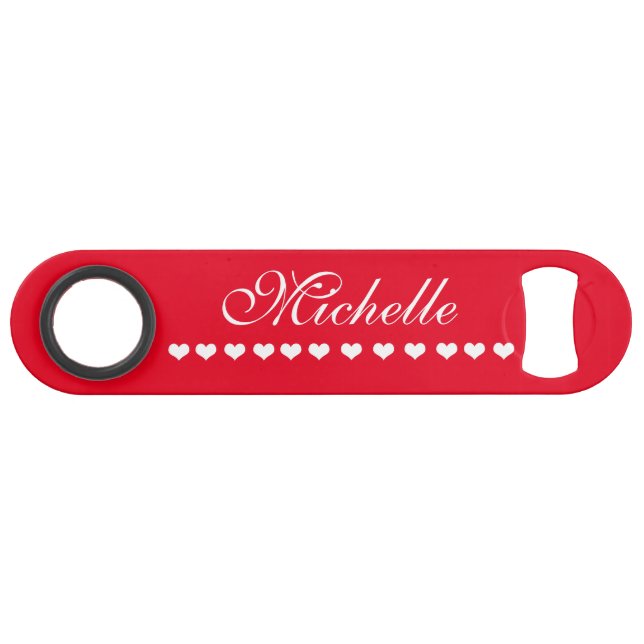 Elegant Monogram White Hearts Red (Front (Horizontal))