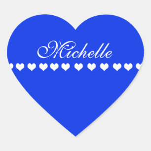 Elegant Monogram White Hearts Royal Blue Heart Sticker