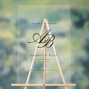 Elegant Monogram White Wedding Acrylic Sign