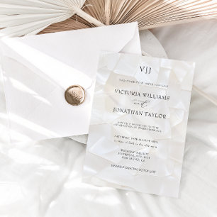 Elegant Monogram White Wedding Invitation