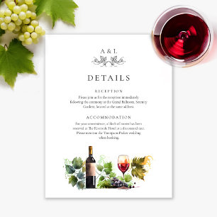Elegant Monogram Wine Wedding Details RSVP QR Code Enclosure Card