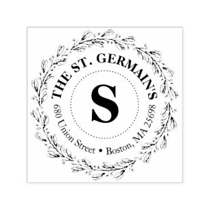 Elegant Monogram with Name and Address Self-inking Stamp