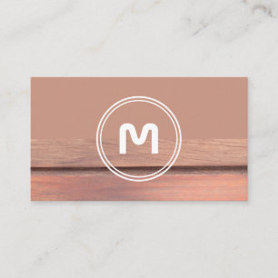 Elegant monogram wood two tone brown carpenter business card