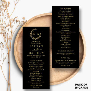 Elegant Monogram Wreath Wedding Program Rack Card
