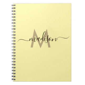 Elegant Monogram Yellow Script Office School Notebook