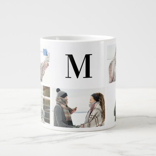 Elegant Monogramed and 5 Photo Personalised Mug  (Front)