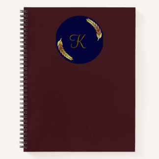 Elegant Monogramed Cherry-Coloured Notebook