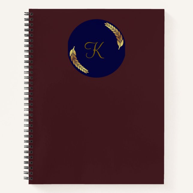 Elegant Monogramed Cherry-Coloured Notebook (Front)