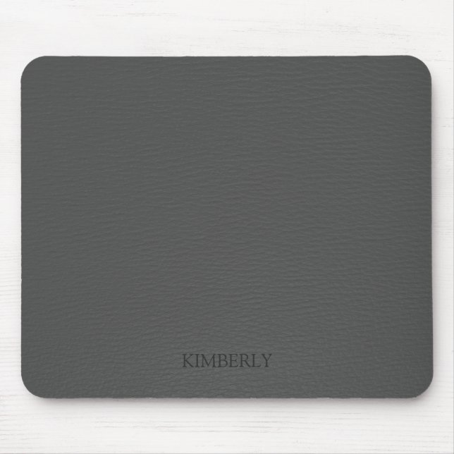 Elegant Monogramed Vintage Grey Faux Leather Mouse Mat (Front)