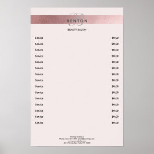 Elegant Monogramm Lightpink Rosegold Pricelist Poster