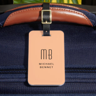 Elegant Monogramm Peach Luggage Tag