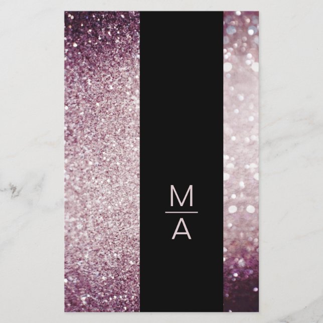 Elegant Monogramm Silber Lila Flyer (Front)