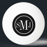 Elegant Monogrammed Black and White Ping Pong Ball<br><div class="desc">Preppy monogram. Circle Frame. Elegant Black and white.</div>