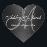 Elegant Monogrammed Black & White Wedding Sticker<br><div class="desc">Elegant Monogrammed Black & White Wedding Sticker on Black Satin Background.</div>