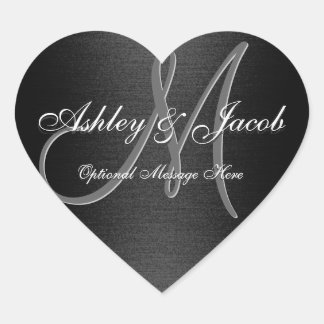 Elegant Monogrammed Black & White Wedding Sticker
