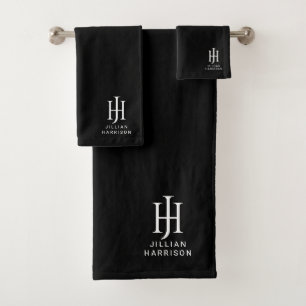 Elegant Monogrammed Blush Pink Bath Towel Set