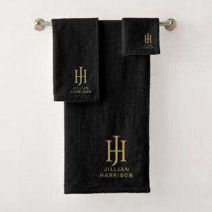 Elegant Monogrammed Blush Pink Bath Towel Set