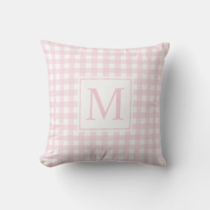 Elegant Monogrammed Blush Pink Medium Gingham Cushion