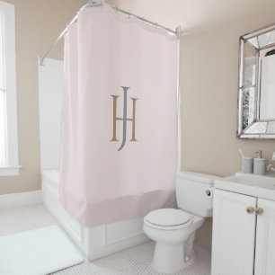 Elegant Monogrammed Blush Pink Shower Curtain