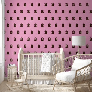Elegant Monogrammed Brown Simple Staggered Pink Wallpaper
